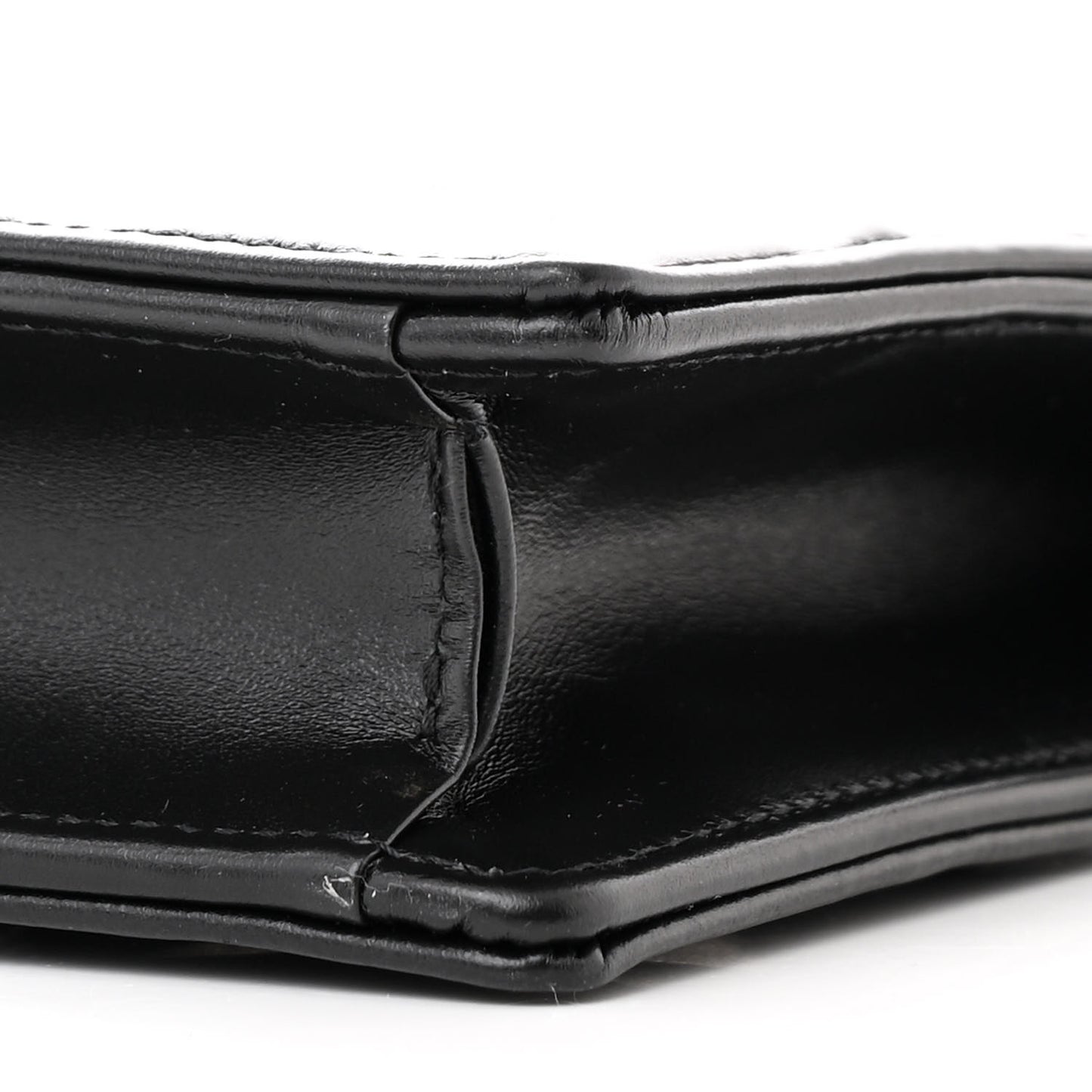 Calfskin Macrocannage Diamond Caro Zipped Pouch With Chain Black