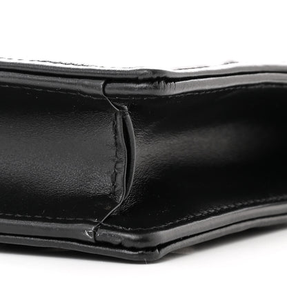 Christian Dior Calfskin Macrocannage Diamond Caro Zipped Pouch With Chain Black 11 of 11