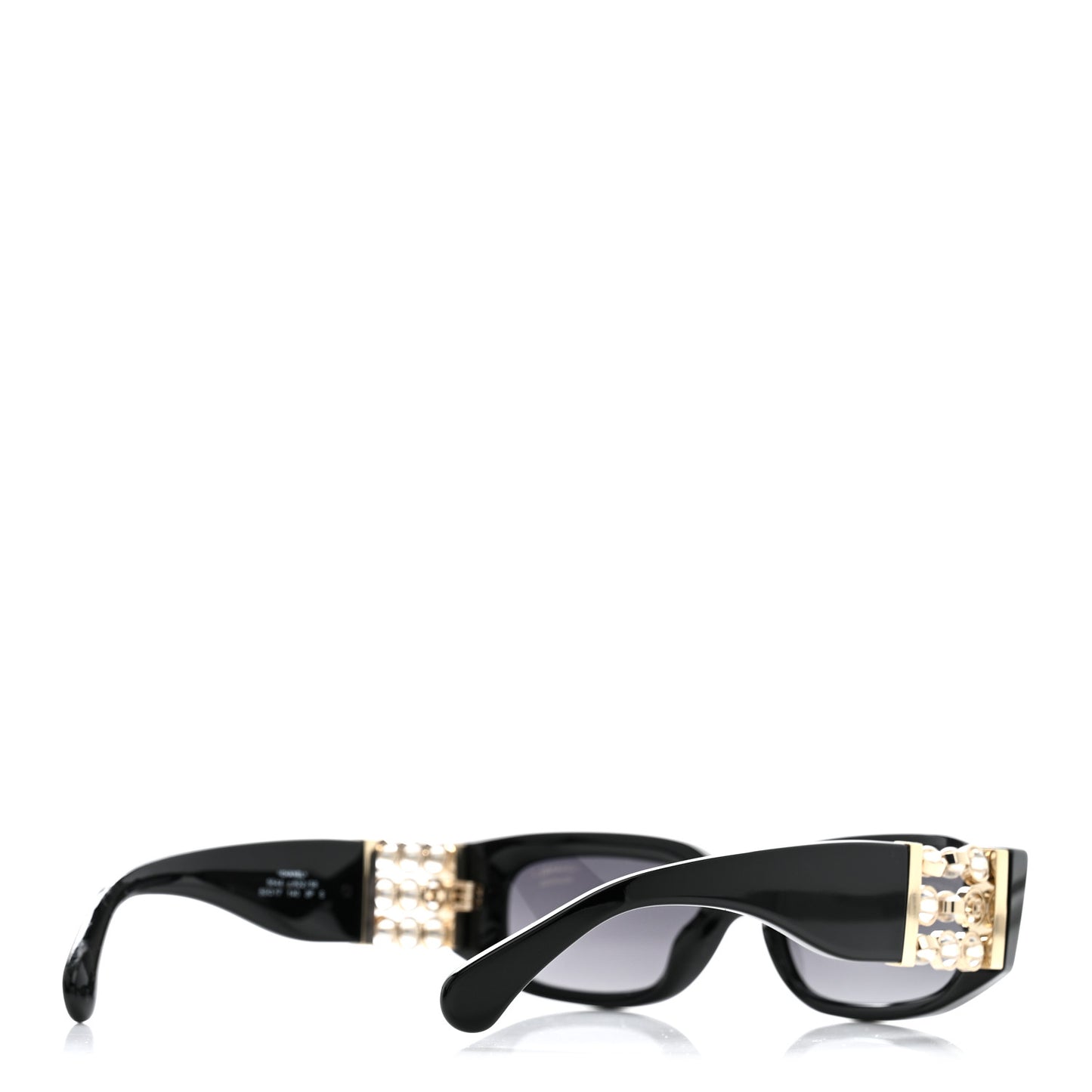 Acetate Glass Pearl Polarized Oval Sunglasses 5544 Black