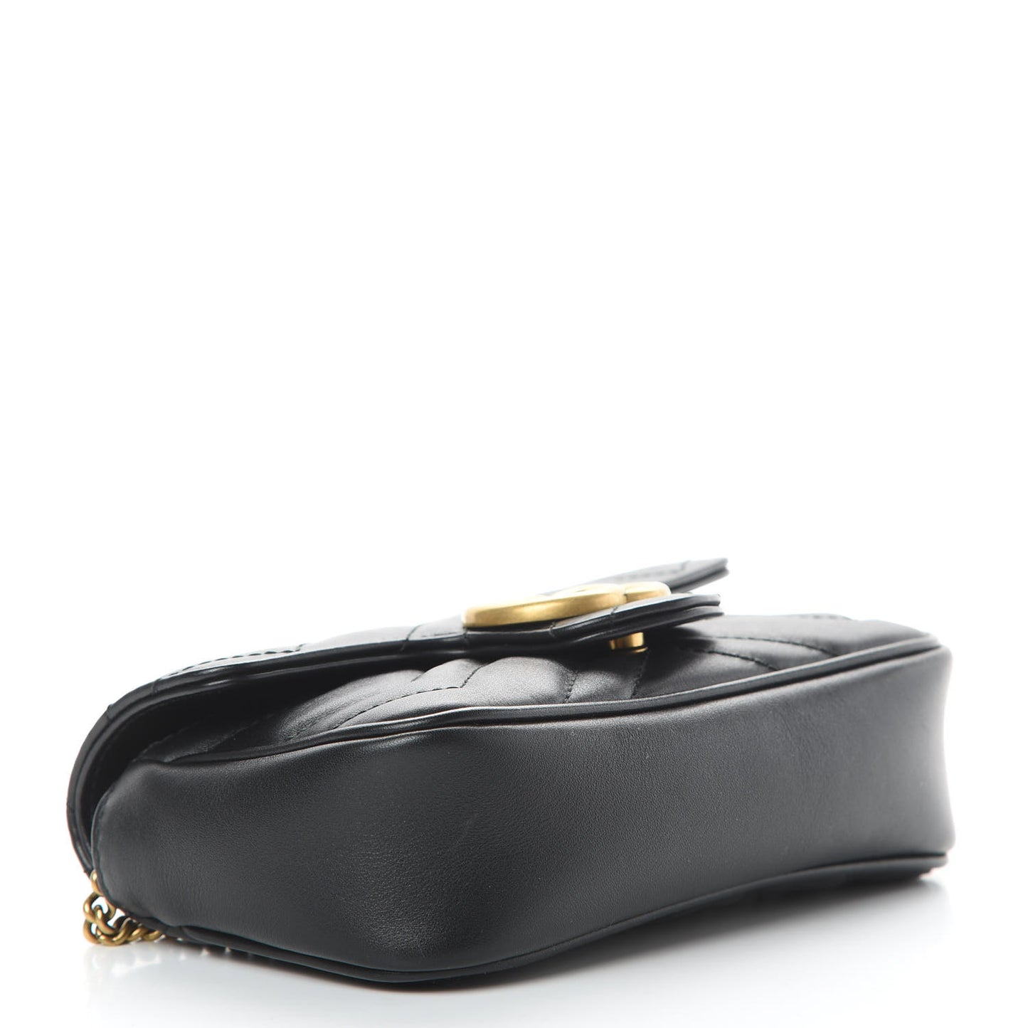 Calfskin Matelasse Super Mini GG Marmont Shoulder Bag Black