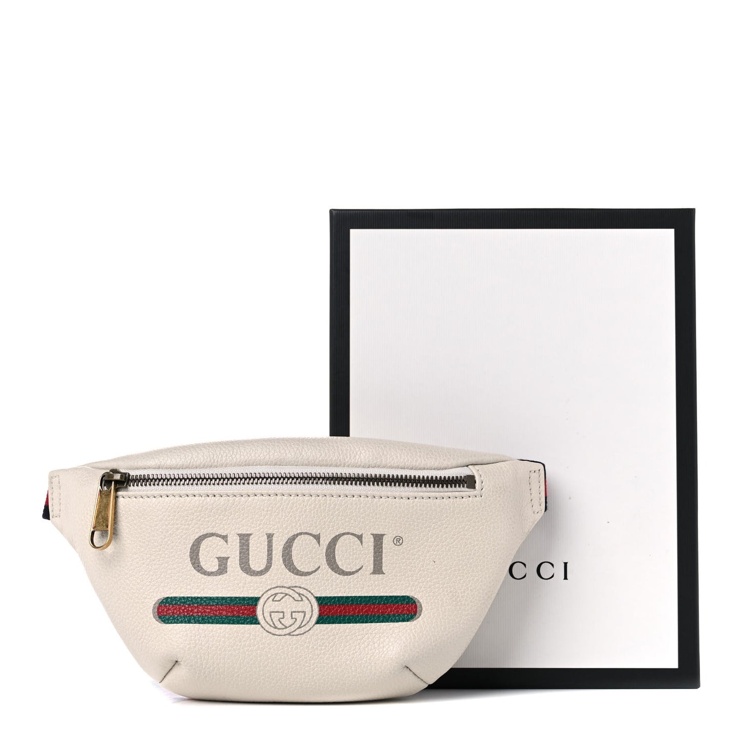 Grained Calfskin Small Logo Belt Bag White