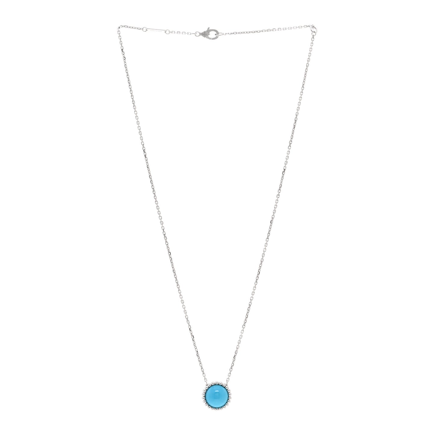 18K White Gold Turquoise Perlee Couleurs Pendant Necklace