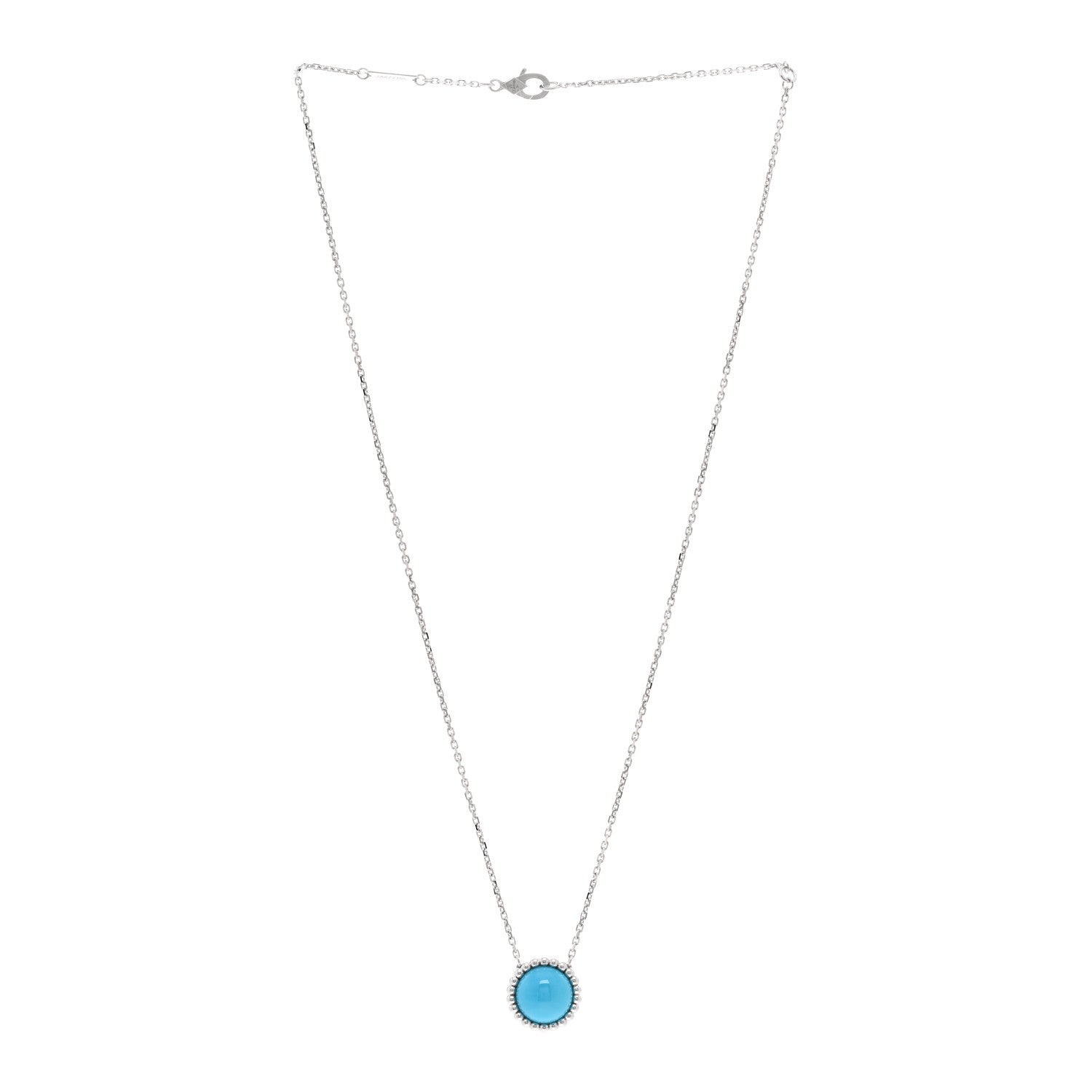 Van Cleef & Arpels 18K White Gold Turquoise Perlee Couleurs Pendant Necklace 3 of 6