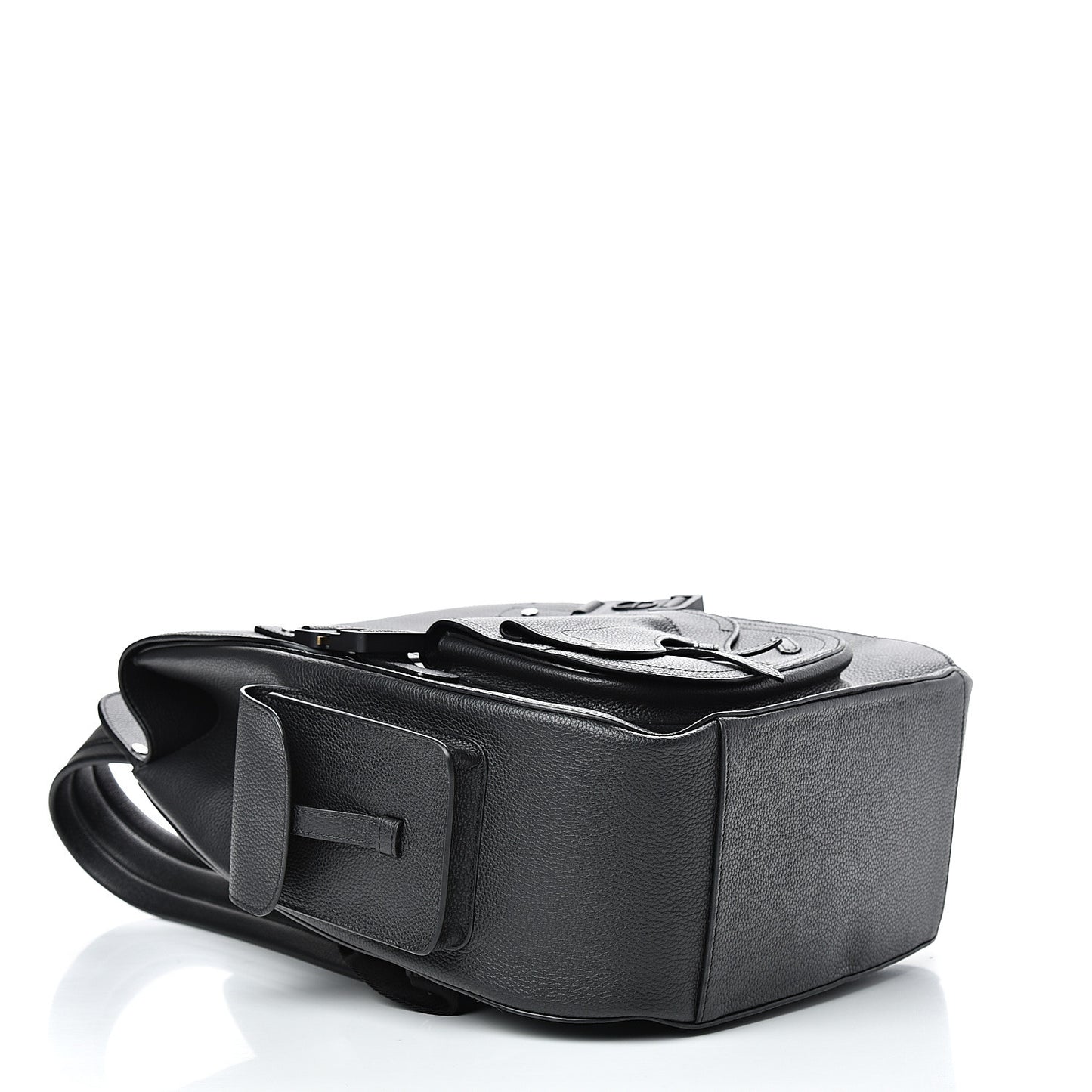 Grained Calfskin Saddle Backpack Black