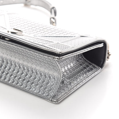 Christian Dior Metallic Patent Micro-Cannage Small Diorama Flap Bag Silver 8 of 9