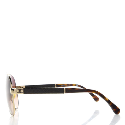 Chanel Lambskin Quilted CC Aviator Sunglasses 4195-Q Brown Gold 3 of 8