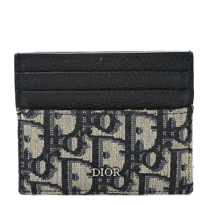 Christian Dior CHRISTIAN DIOR Grained Calfskin Oblique Card Holder Black 1 of 7