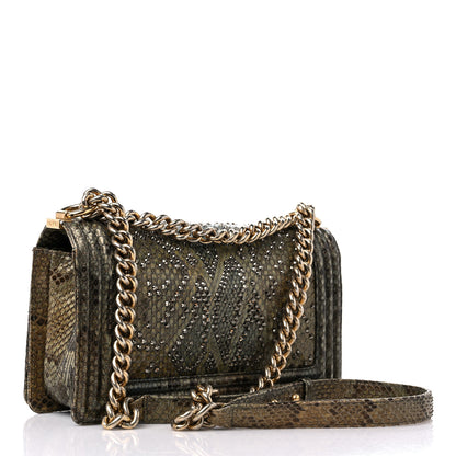 Chanel Embellished Metallic Snakeskin Medium Boy Flap Gold 3 of 10