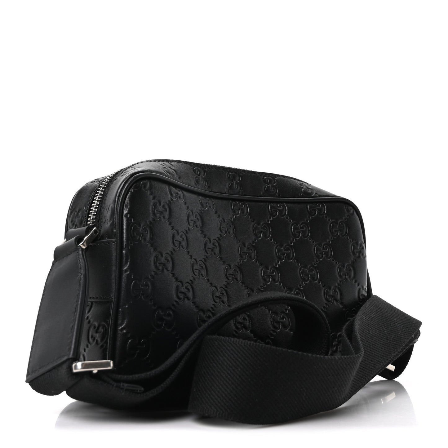 GG Calfskin Embossed Emblem Small Crossbody Bag Black