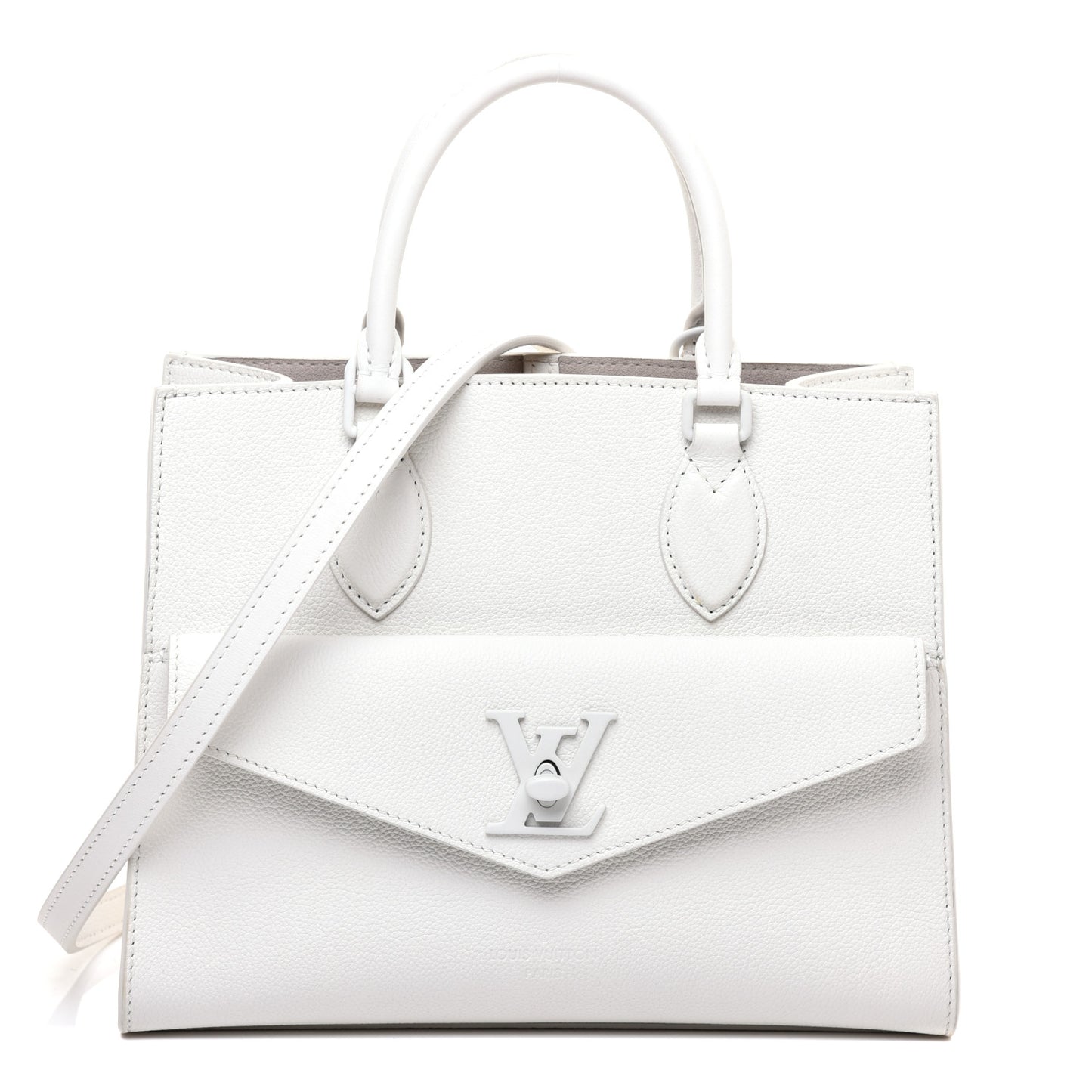 Soft Calfskin Lockme Tote PM White