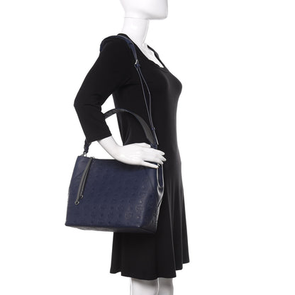 MCM Calfskin Ottomar Monogram Medium Klara Hobo Navy Blue 2 of 13