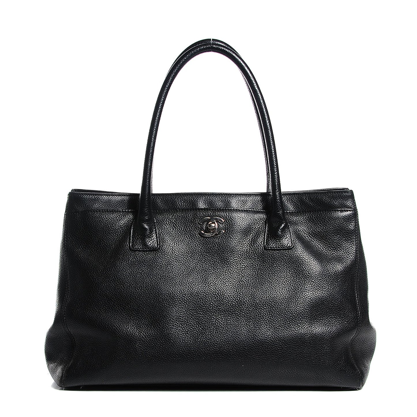 Calfskin Cerf Executive Shopper Tote Black