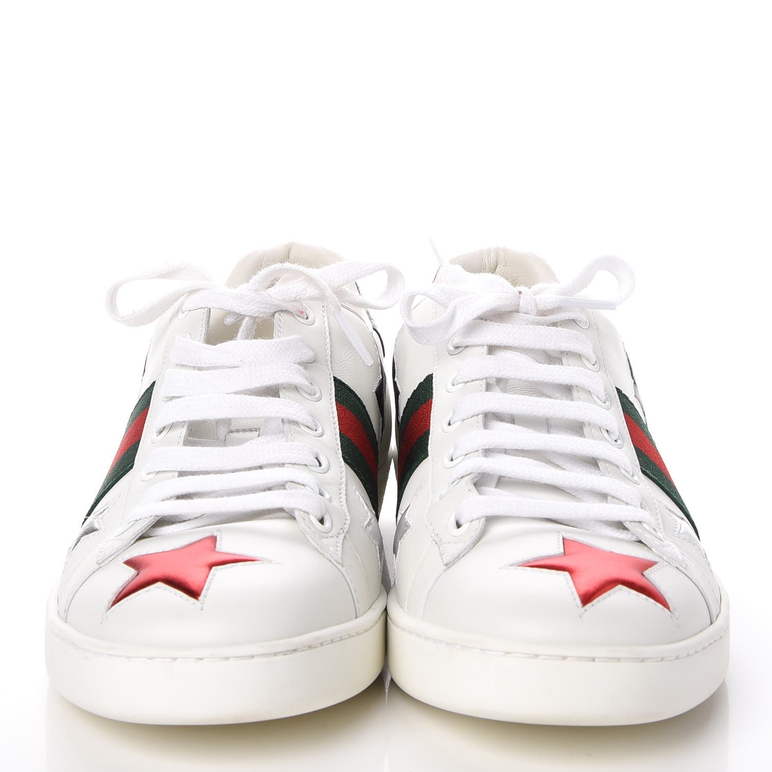 Gucci Calfskin Ayers Web Star Embroidered Ace Sneakers 41 White Multi 2 of 11