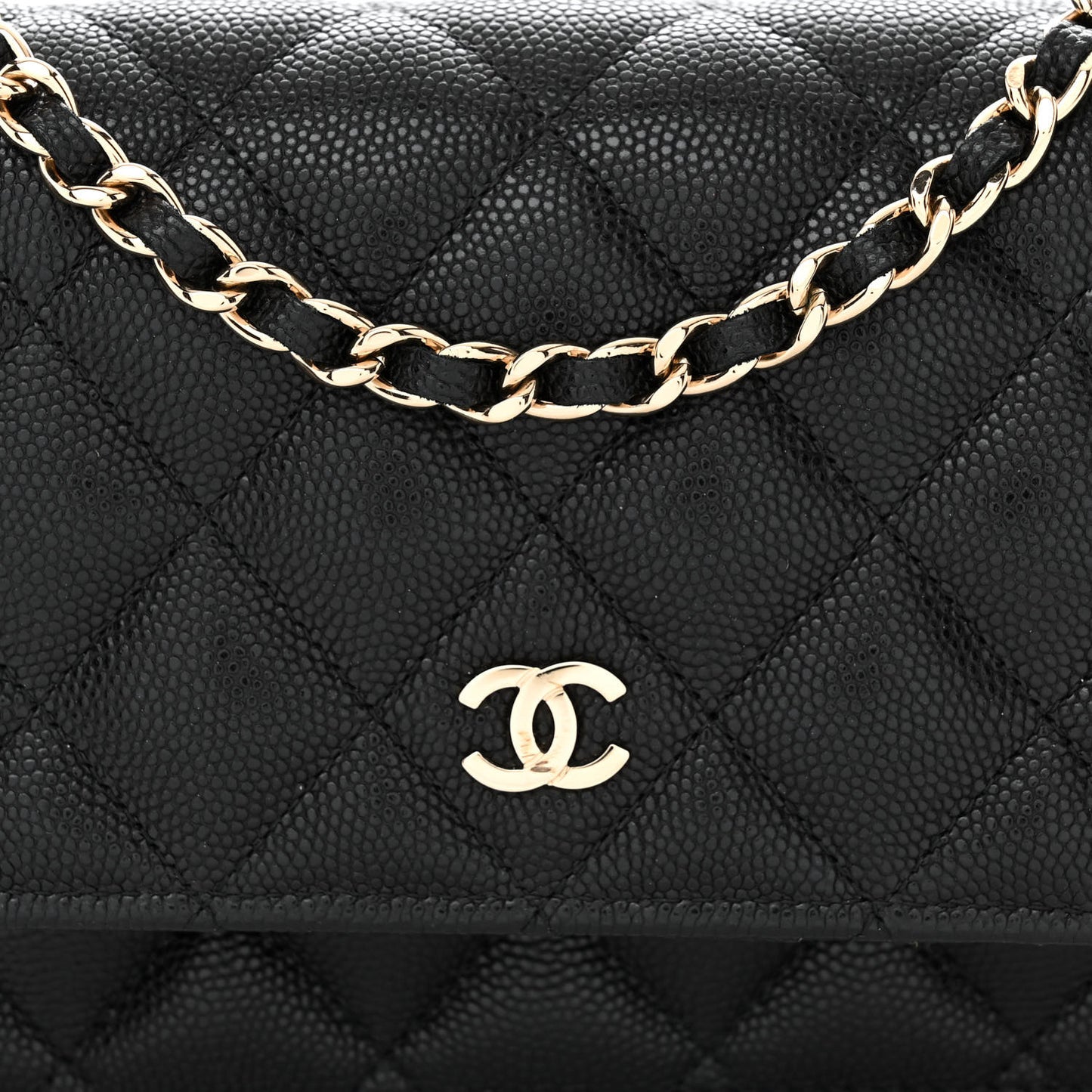 Caviar Quilted Mini Wallet On Chain WOC Black