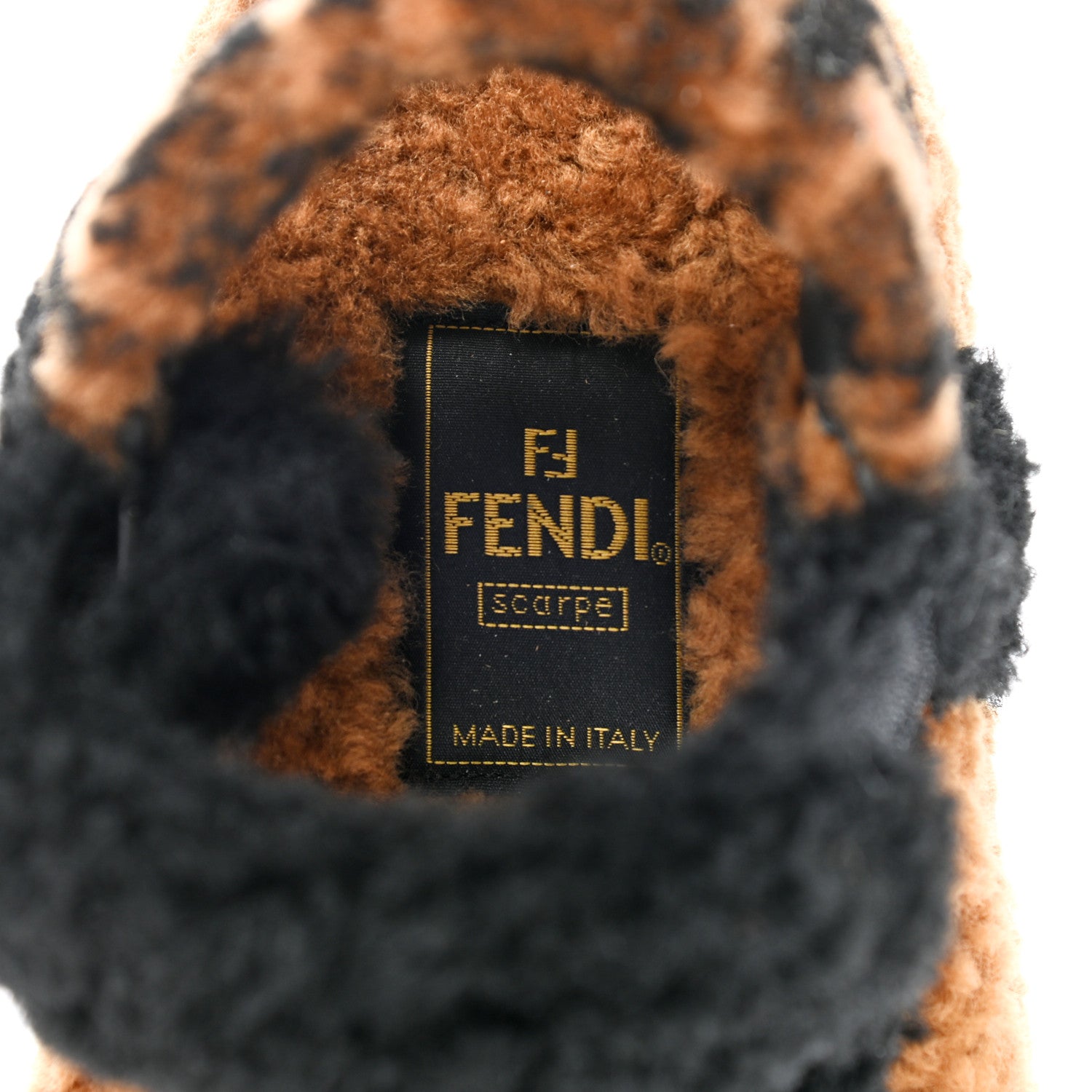 Fendi Shearling FF Fendi Feel Sandals 38 Tobacco Black 6 of 6