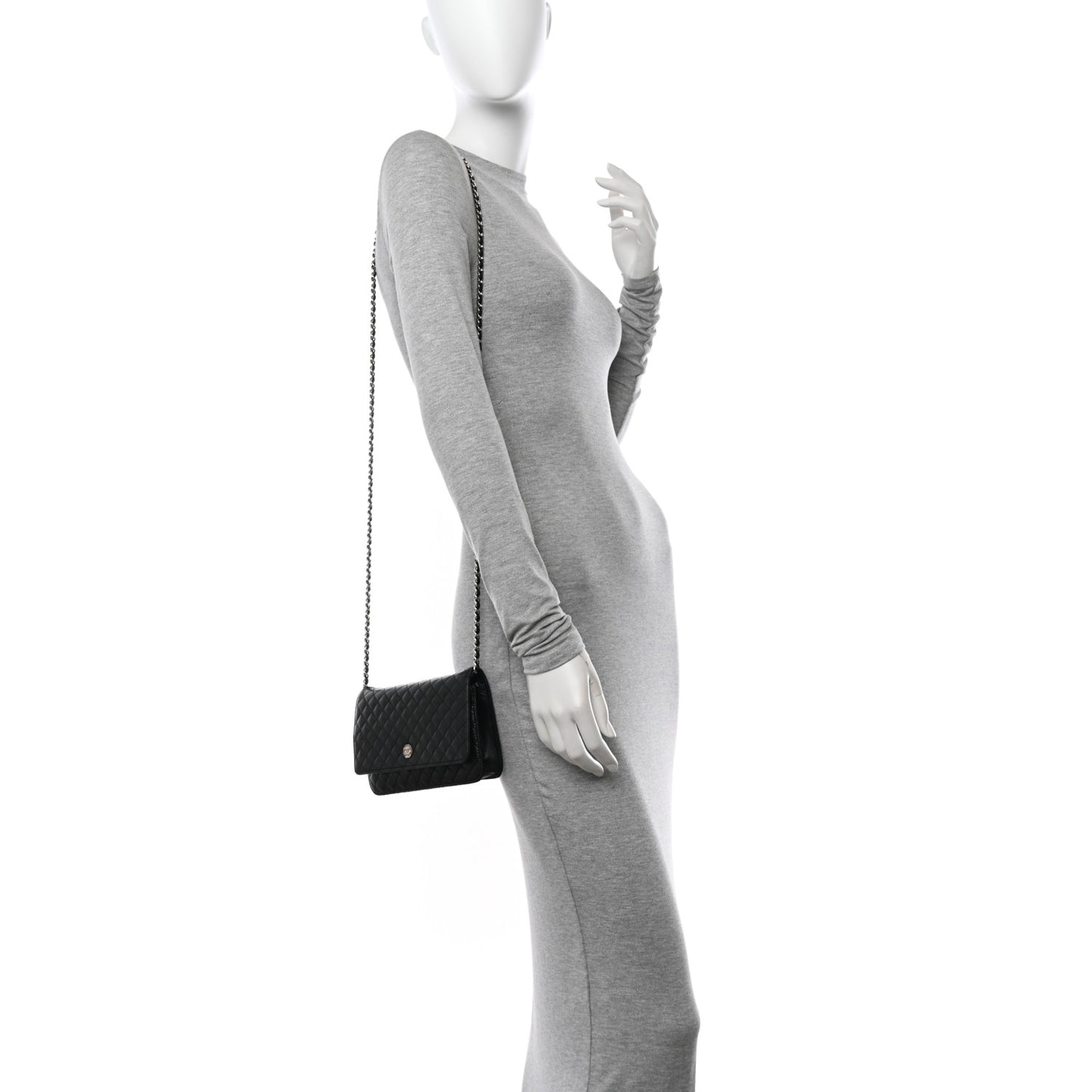 Lambskin Micro Quilted Wallet On Chain WOC Black