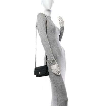 Chanel Lambskin Micro Quilted Wallet On Chain WOC Black 2 of 13