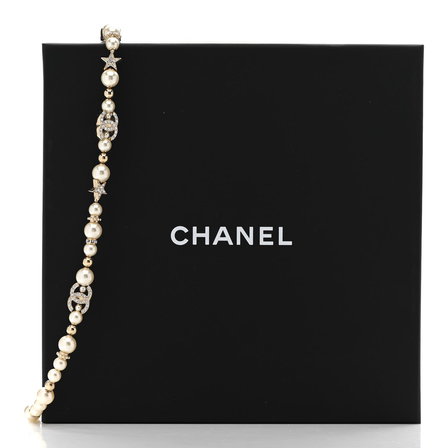 Chanel Metal Crystal Pearl CC Star Short Necklace Gold 3 of 6