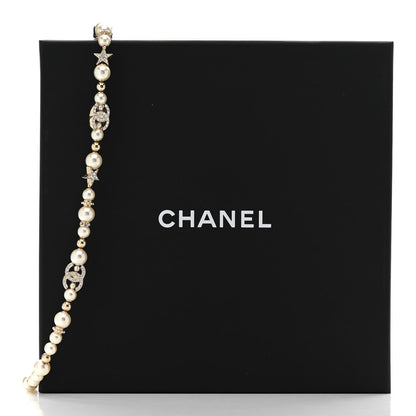 Chanel Metal Crystal Pearl CC Star Short Necklace Gold 3 of 6