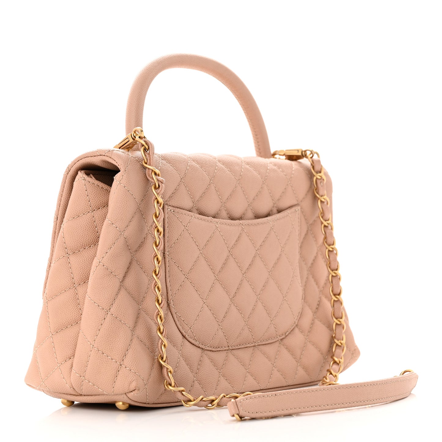 Caviar Quilted Small Coco Handle Flap Light Pink