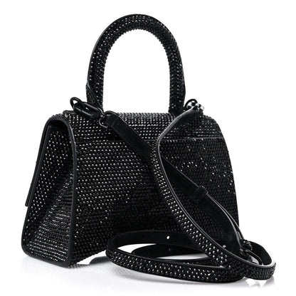 Balenciaga Strass Suede Hourglass Top Handle Bag XS Black Jet 3 of 10
