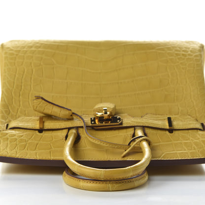 Hermes Matte Alligator Birkin 25 Jaune Ambre 12 of 33