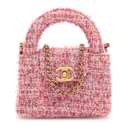 Chanel Tweed Quilted Mini Nano Kelly Shopper Pink 1 of 10