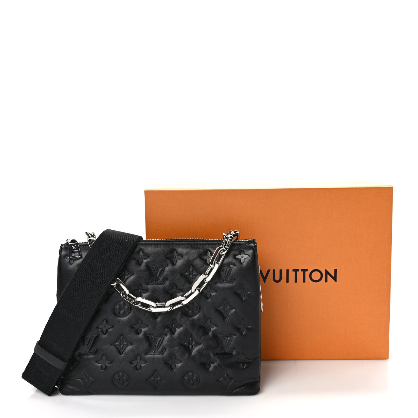 Lambskin Embossed Monogram Coussin PM Black