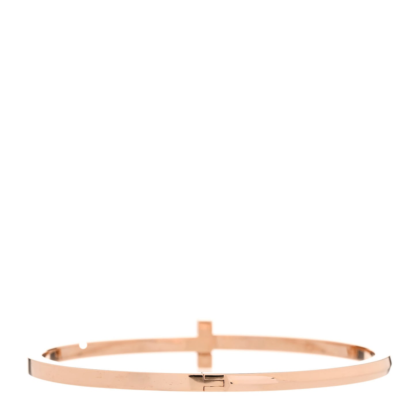 18K Rose Gold Narrow T T1 Hinged Bangle Bracelet