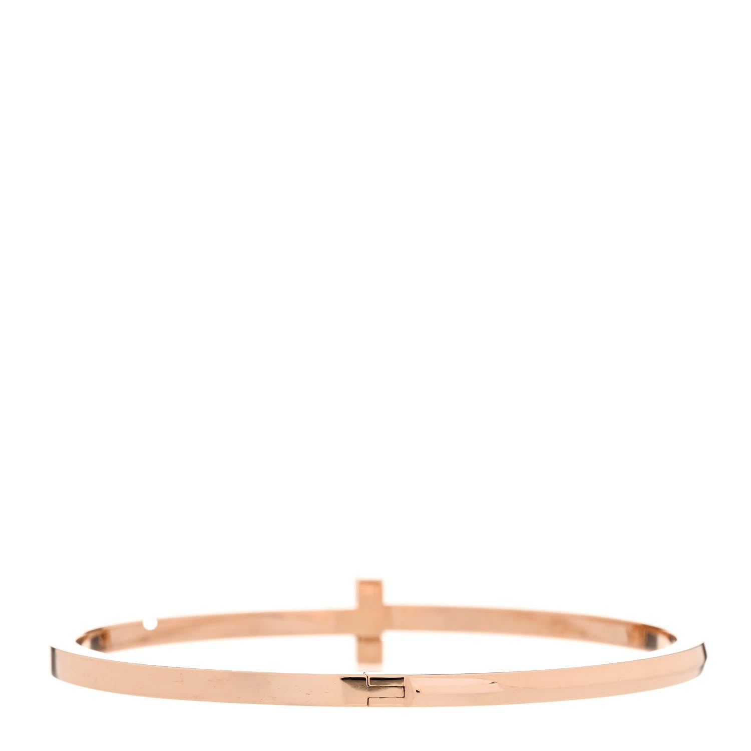 Tiffany 18K Rose Gold Narrow T T1 Hinged Bangle Bracelet 2 of 6