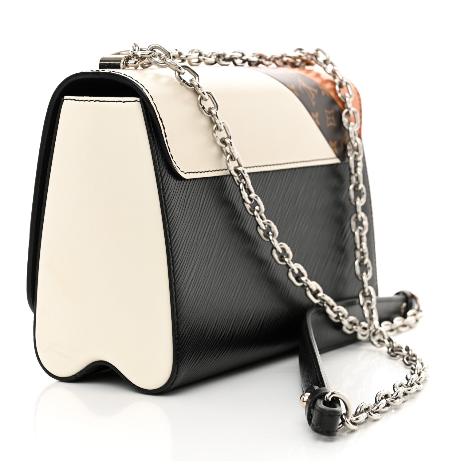 Louis Vuitton Epi Monogram Tape Twist Shoulder Bag MM Black White Orange 4 of 15