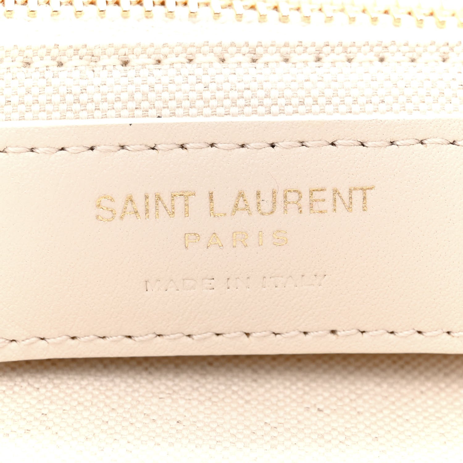 Saint Laurent Cotton Linen Calfskin Striped Rive Gauche Tote Water Green 6 of 14