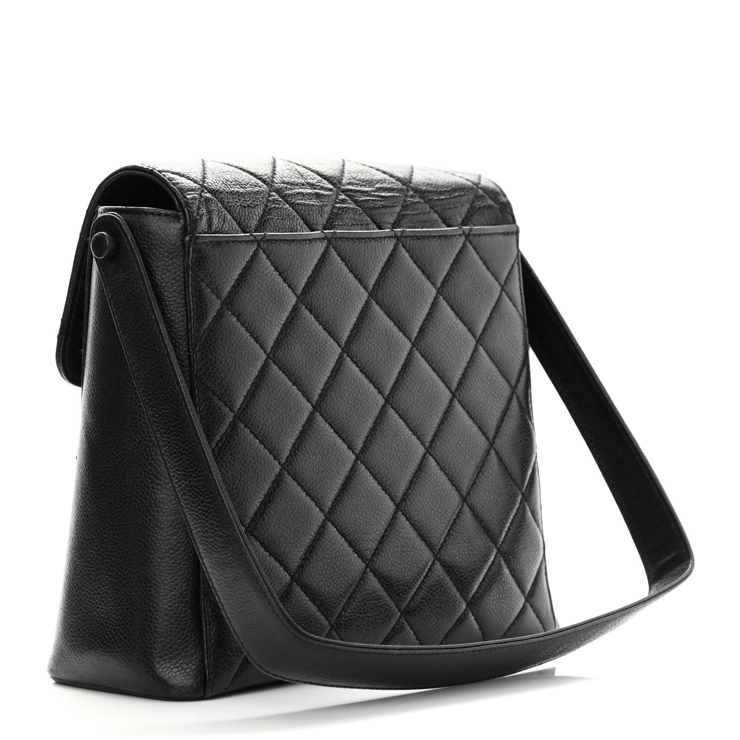 Caviar Quilted Flap Shoulder Bag Black Black