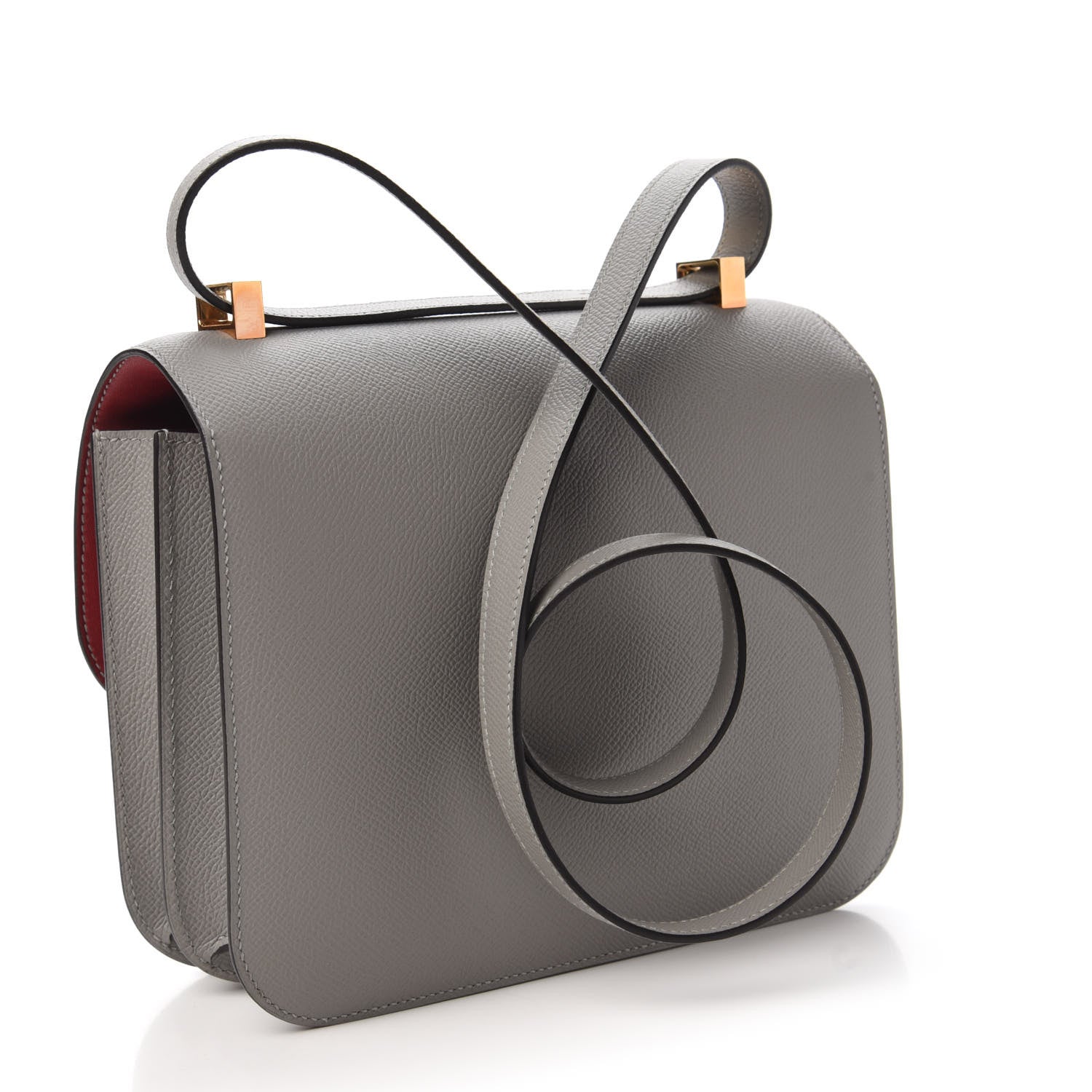 Hermes Epsom Horseshoe Constance 24 Gris Mouette Rouge Grenade 3 of 11