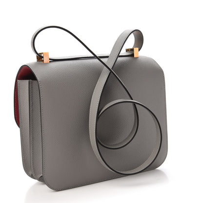 Hermes Epsom Horseshoe Constance 24 Gris Mouette Rouge Grenade 3 of 11