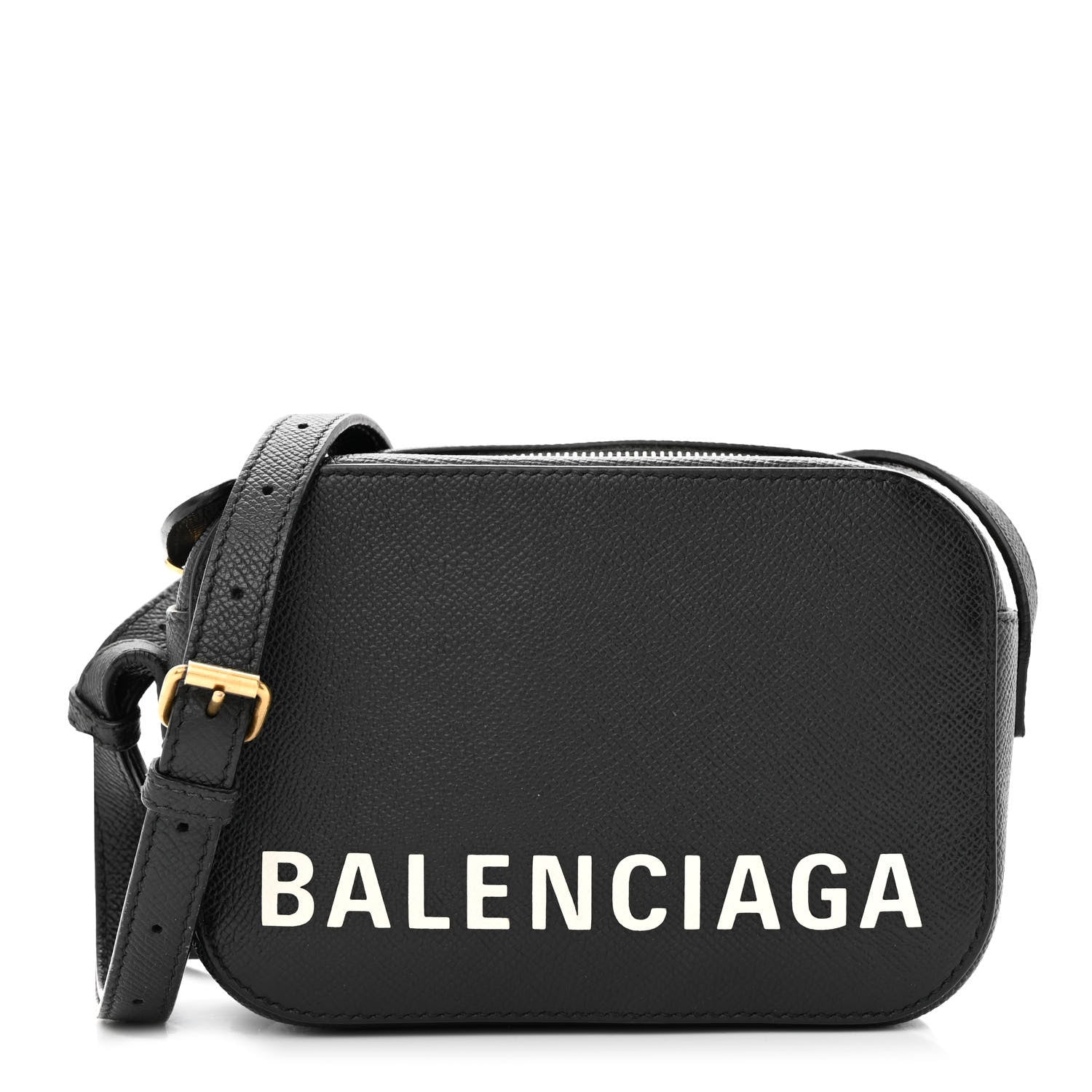 Balenciaga Signature Grained Calfskin Logo XS Ville Camera Bag Black White 1 of 12