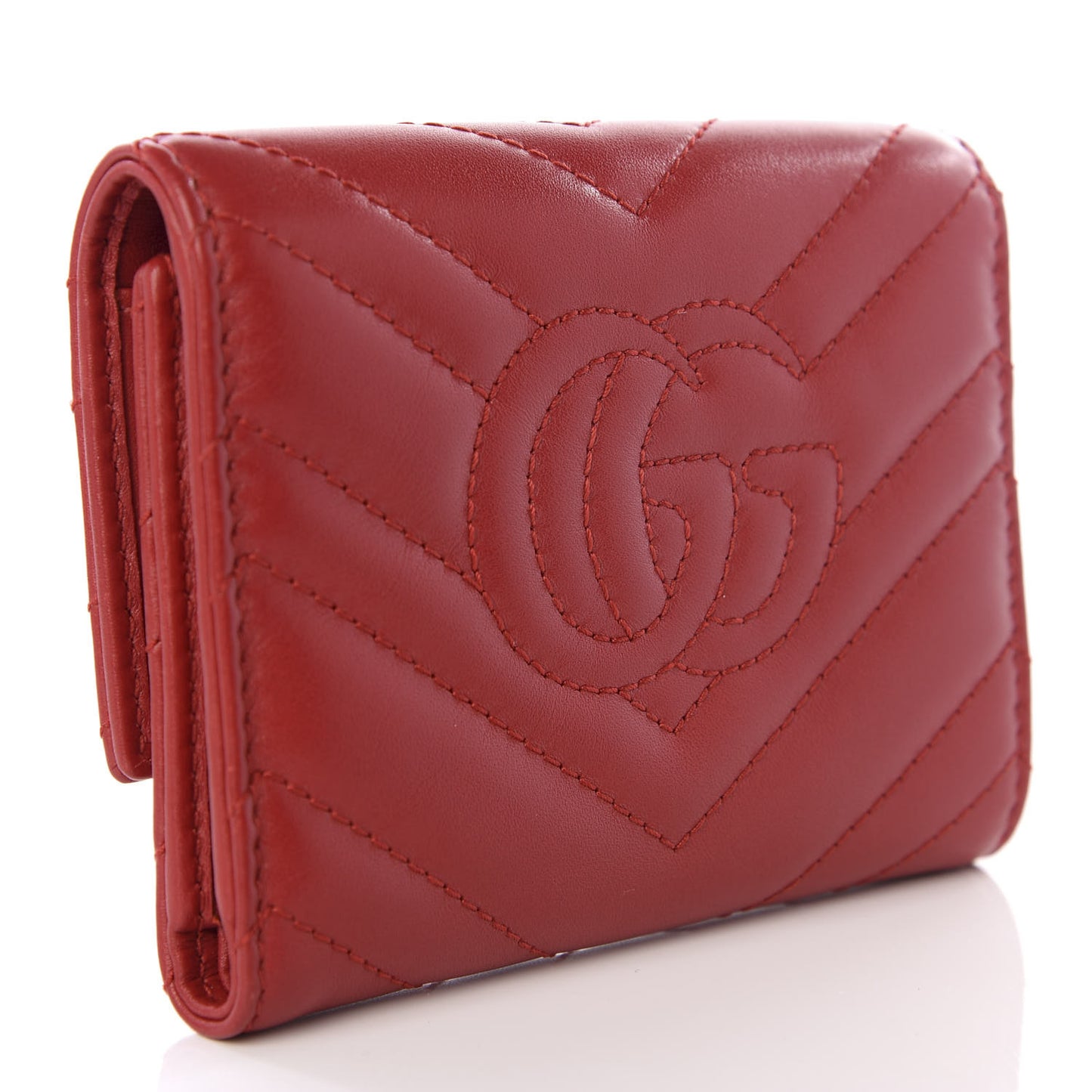 Calfskin Matelasse GG Marmont Wallet Hibiscus Red