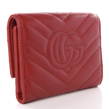 Gucci Calfskin Matelasse GG Marmont Wallet Hibiscus Red 2 of 9