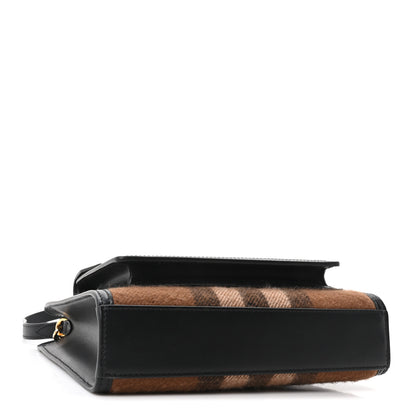 Burberry Smooth Calfskin Cashmere Check Mini Pocket Bag Brown 4 of 10