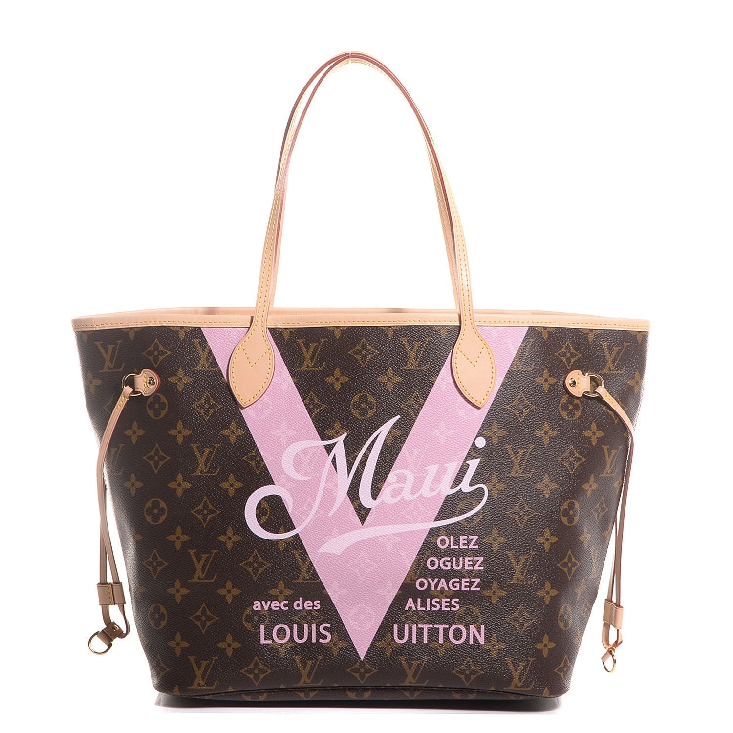 Louis Vuitton Monogram Maui V Neverfull MM Rose Ballerine 1 of 9
