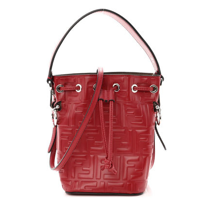 Fendi Vitello Liberty F is Fendi FF 1974 Embossed Mini Mon Tresor Bucket Bag Fragola 1 of 10