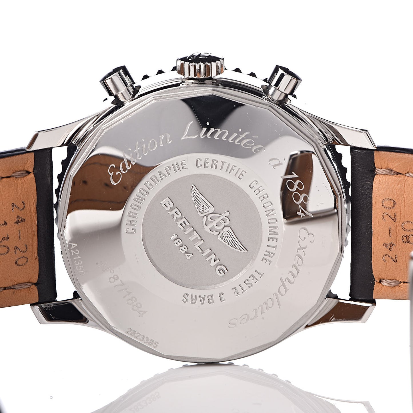 Stainless Steel Calfskin 46mm Navitimer 1884 Limited Edition Chronograph Automatic Watch Black A21350