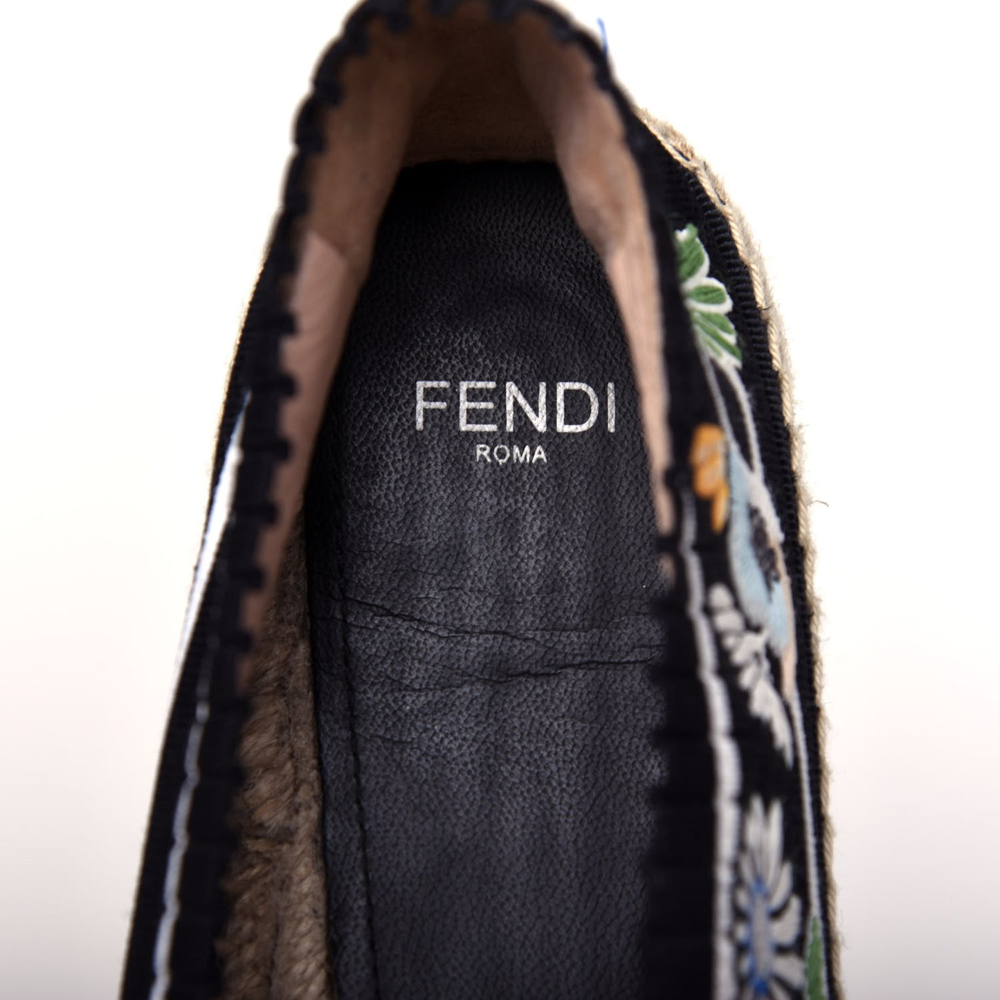 Knit Floral Embroidered Espadrille 39 Black Multicolor