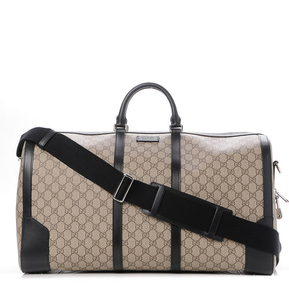 Gucci GG Supreme Monogram Selleria Calfskin Large Duffle Beige Ebony Black 1 of 7