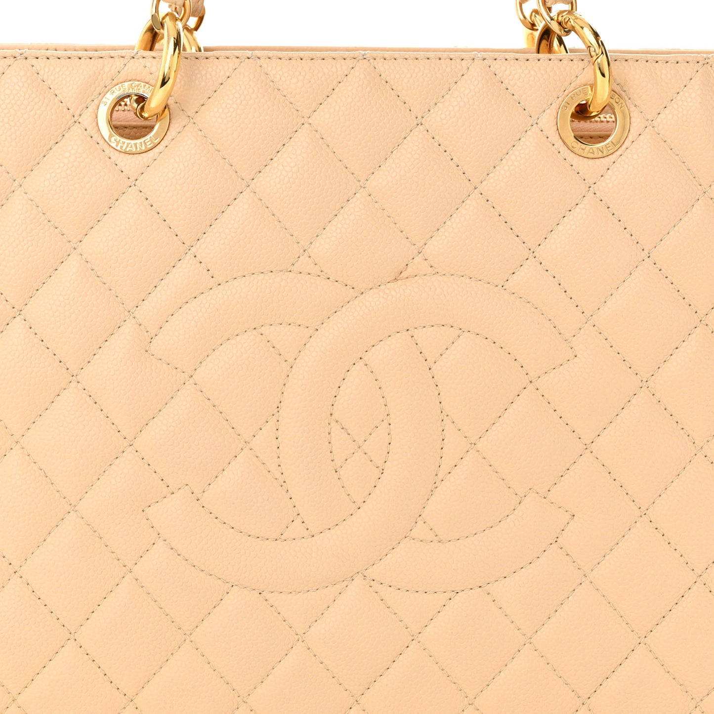 Caviar Quilted Grand Shopping Tote GST Beige Clair