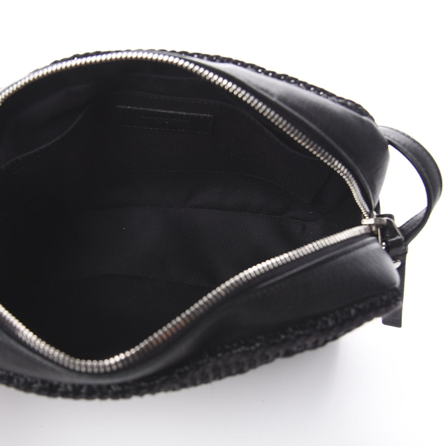 Raffia Calfskin Monogram Lou Camera Bag Black