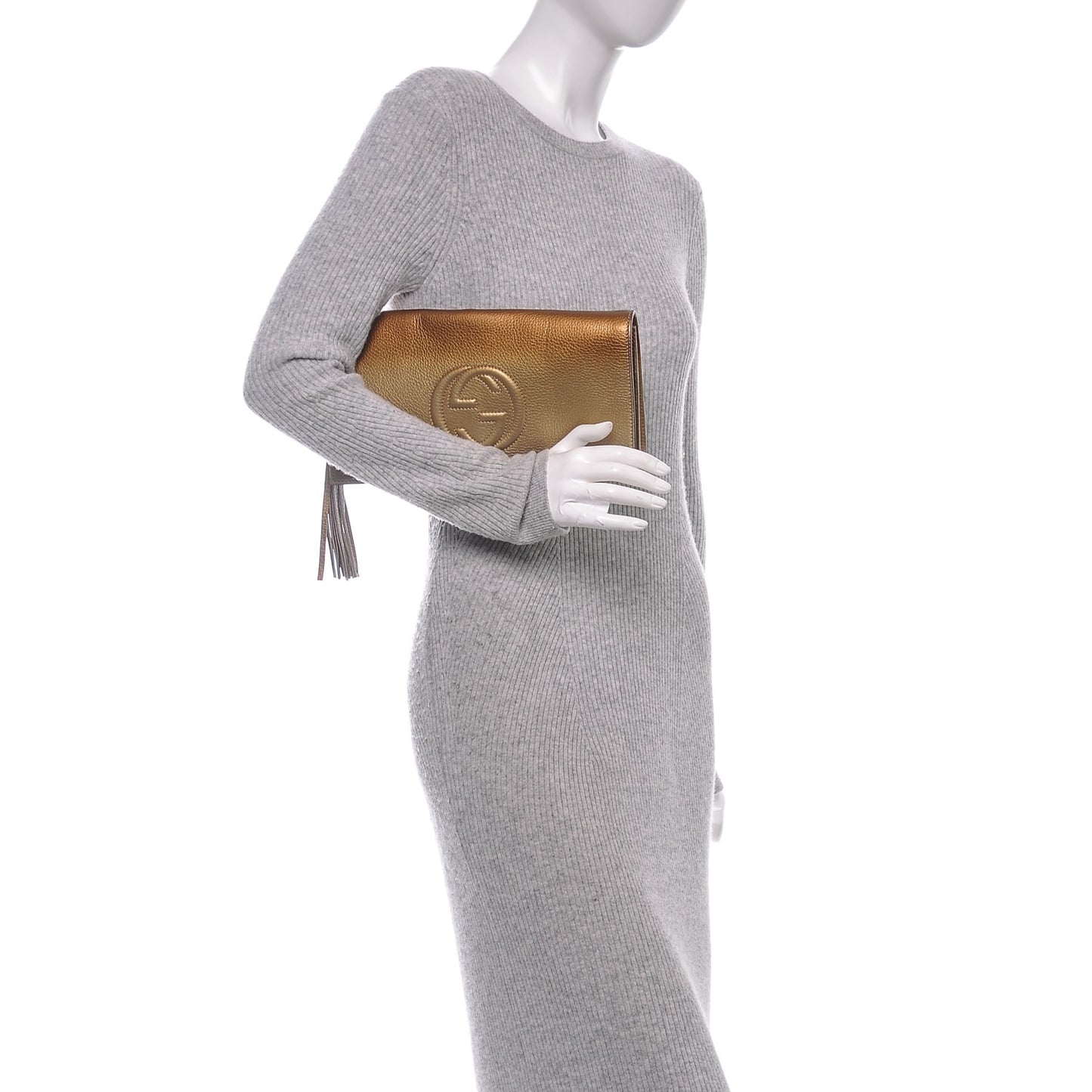 Metallic Pebbled Calfskin Medium Soho Clutch Gold Ombre