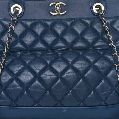 Chanel Aged Calfskin Quilted Be CC Tote Blue 8 of 12