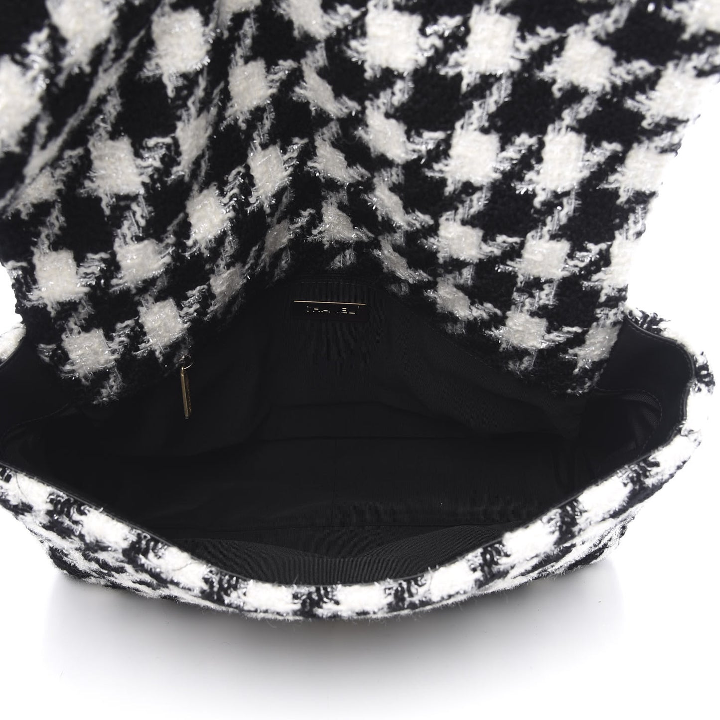 Tweed Quilted Maxi 19 Flap Black Ecru White