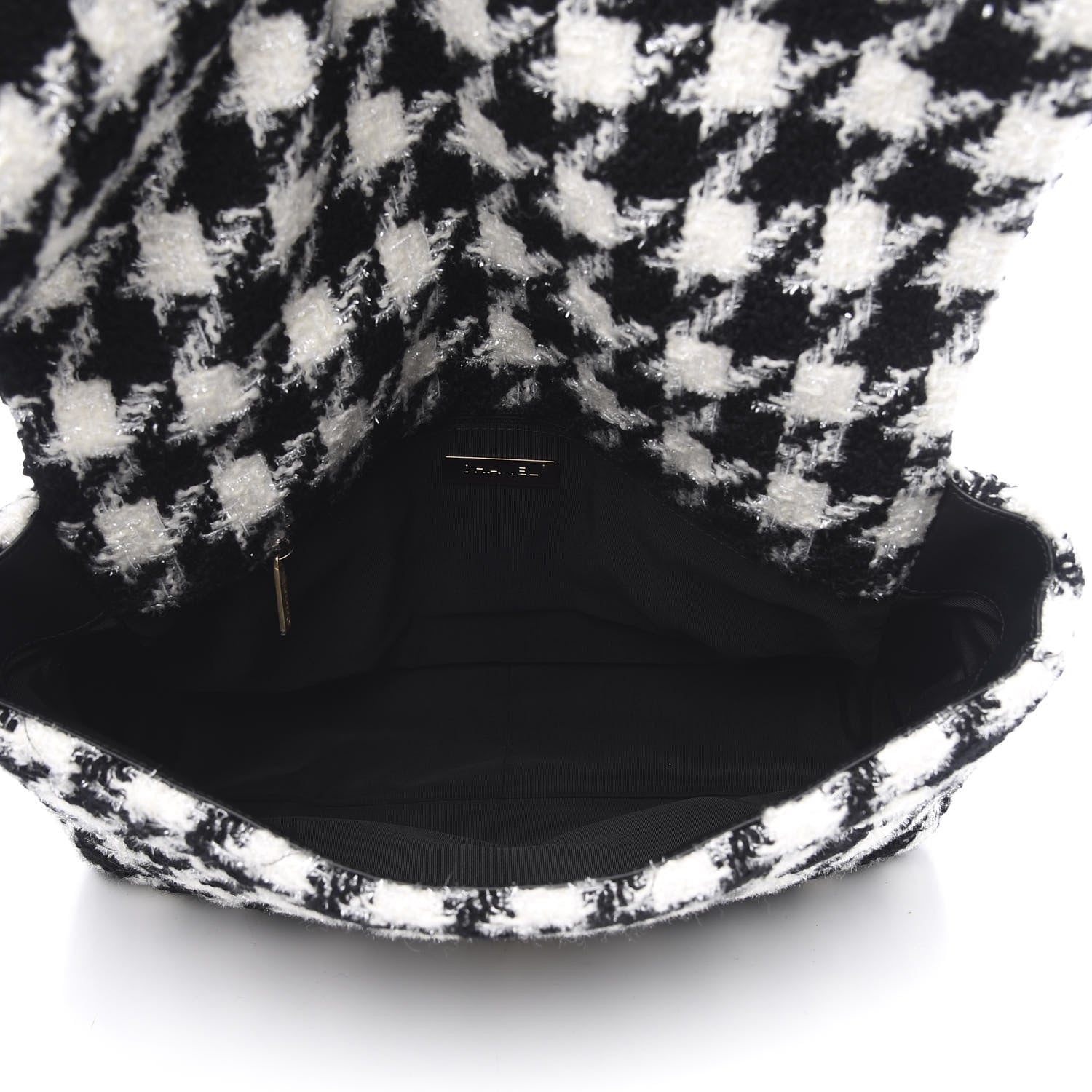 Chanel Tweed Quilted Maxi 19 Flap Black Ecru White 6 of 11